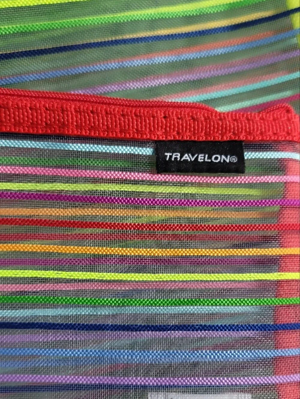 Travelon Multicolor Stripe Mesh Pouch Set - Rainbow Stripes - NWT